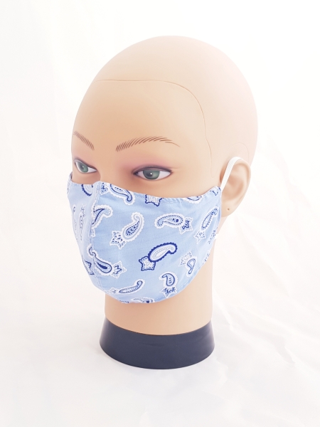 Gesichtsmaske Stoff Blau mit Muster